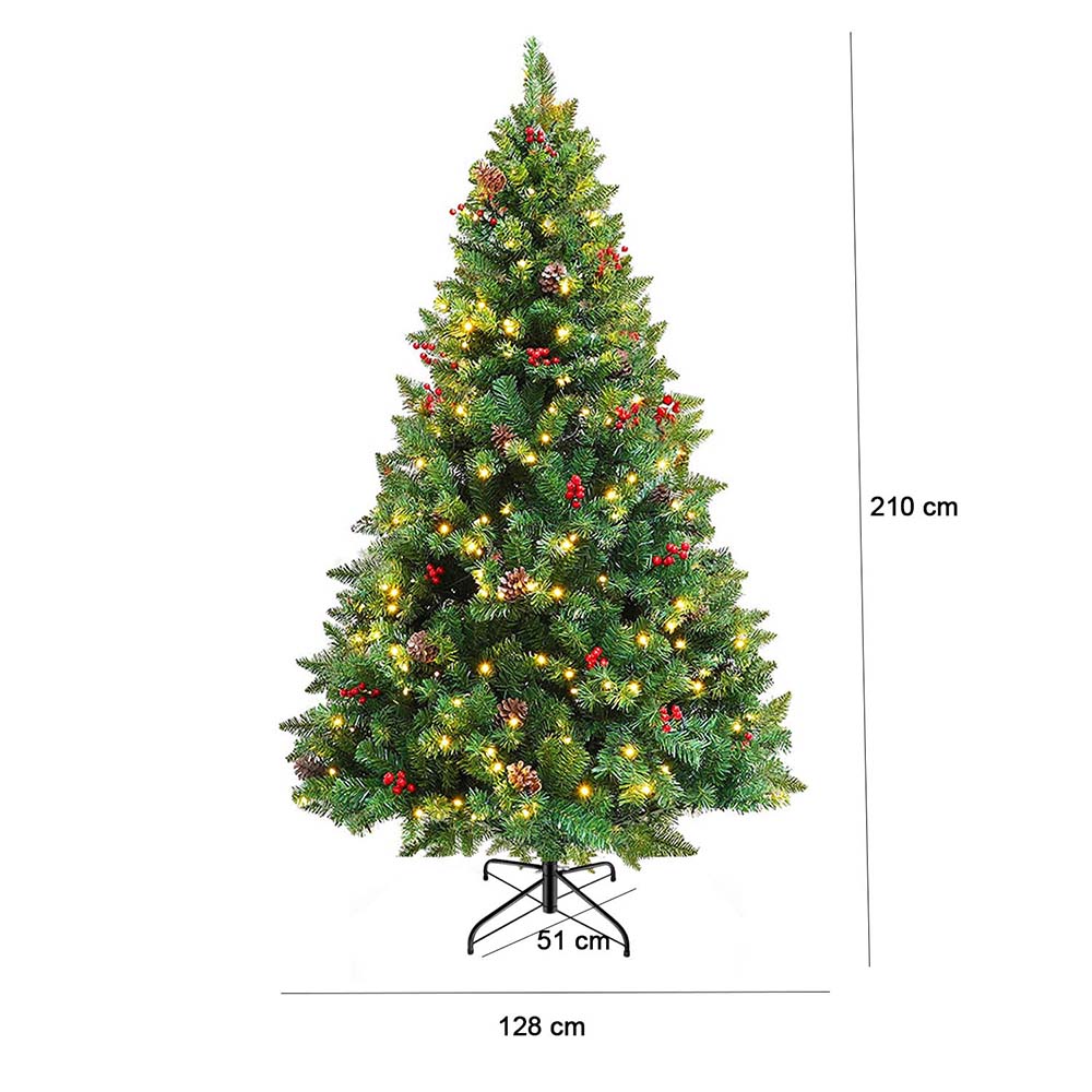 LED-es műfenyő több típusban, melegfehér-320 LED-es, 210 cm